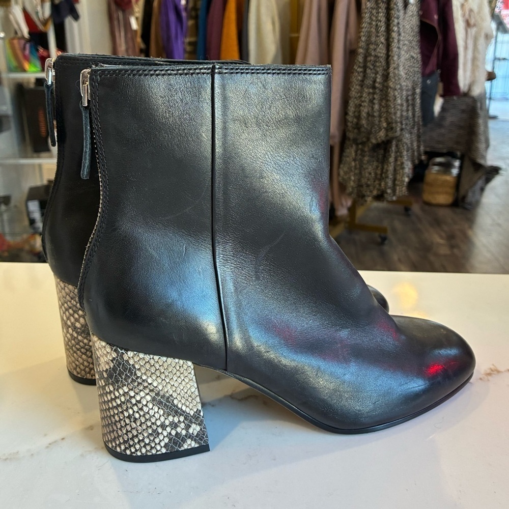 Dolce Vita black ankle booties with snakeskin heel size 7